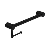 Nero Mecca Care 32mm Grab Rail With Toilet Roll Holder 450mm Matte Black NRCR3218AMB