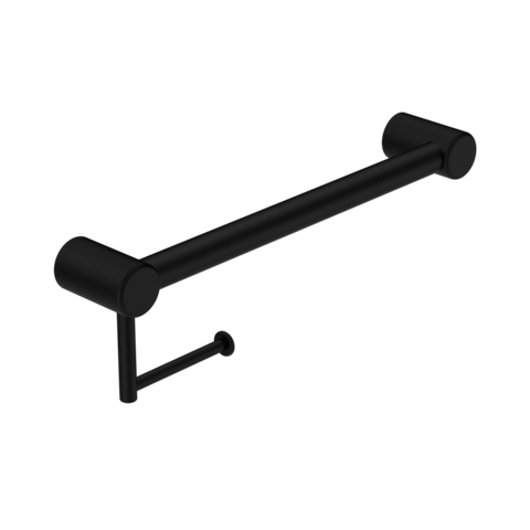 Nero Mecca Care 32mm Grab Rail With Toilet Roll Holder 450mm Matte Black NRCR3218AMB