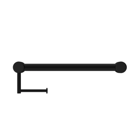 Nero Mecca Care 32mm Grab Rail With Toilet Roll Holder 450mm Matte Black NRCR3218AMB