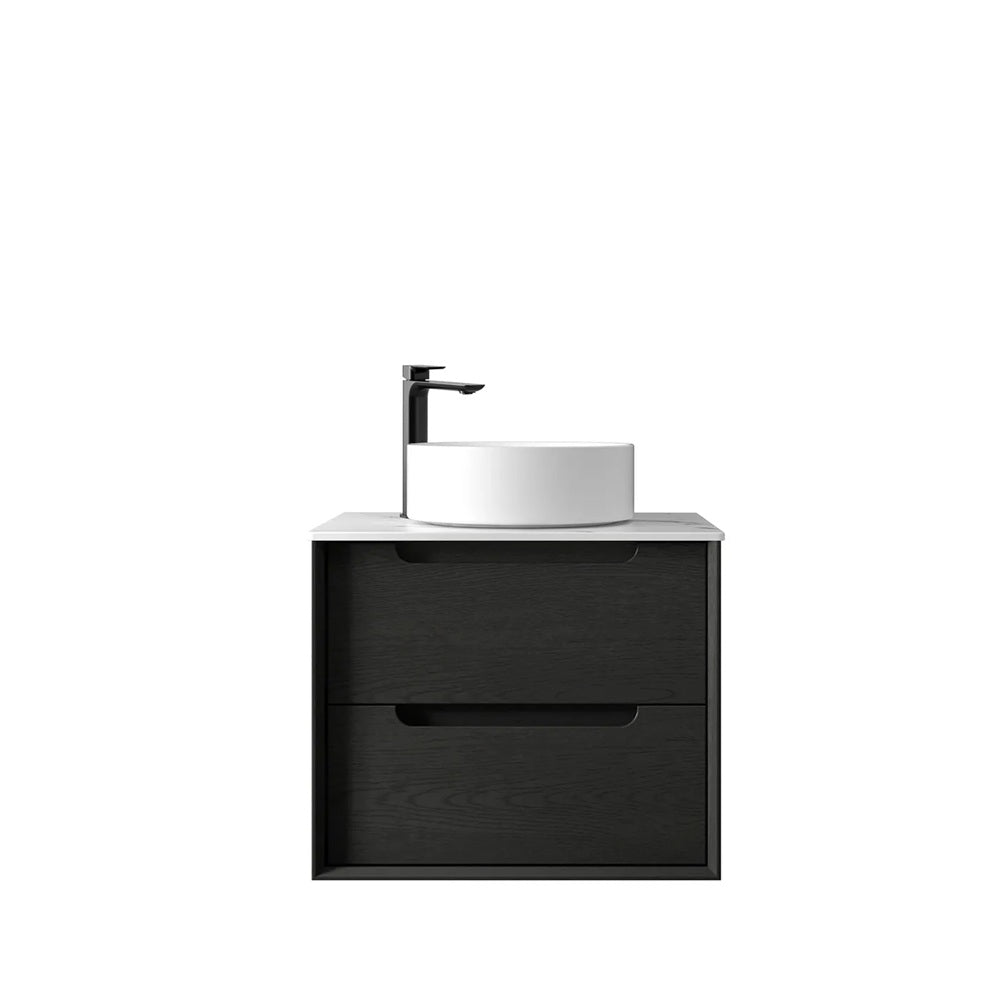 Otti Byron Wall Hung Vanity 600mm (10 O'Clock Taphole) Black Oak / Mont Blanc 60mm Top BY600BST-60CA-10TH