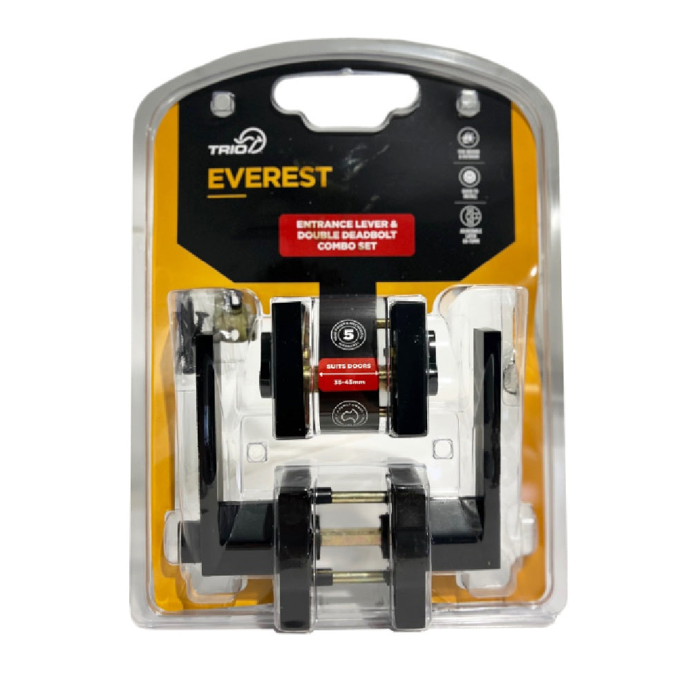 Trio Entrance Combo Everest Lever/Double Deadlock Matte Black WQL/QB65BLC