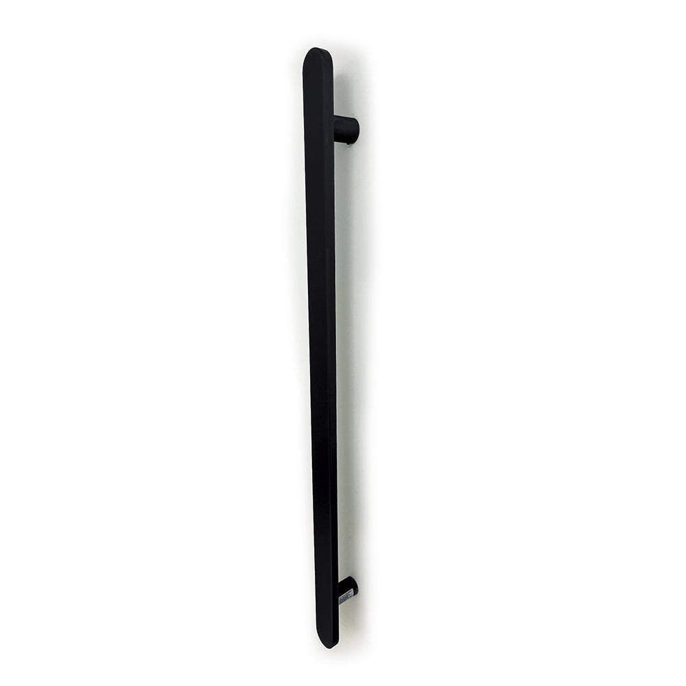 Radiant Non Heated Single Bar Towel Rail Flat Profile Vertical 930mm Matte Black NH-BLK-FVTR-930