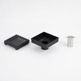 Radiant Slotted Square Shower Grate 100 mm + 38mm Outlet Matte Black 316-BLK-SGS-100-38