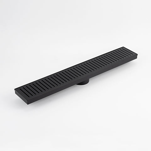 Radiant Slotted Linear Shower Grate 1000 mm Length + 74mm Outlet Matte Black 316-BLK-SGL-1000-74