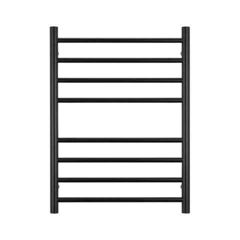 Radiant Matte Black 530 x 700mm Round Heated Towel Rail (Left Wiring) BRTR530LEFT
