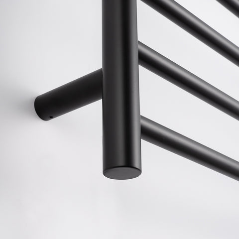 Radiant Matte Black 530 x 700mm Round Heated Towel Rail (Left Wiring) BRTR530LEFT