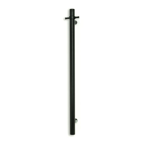 Radiant Non Heated Round Single Bar Towel Rail Vertical 950mm Matte Black NH-BLK-VTR-950