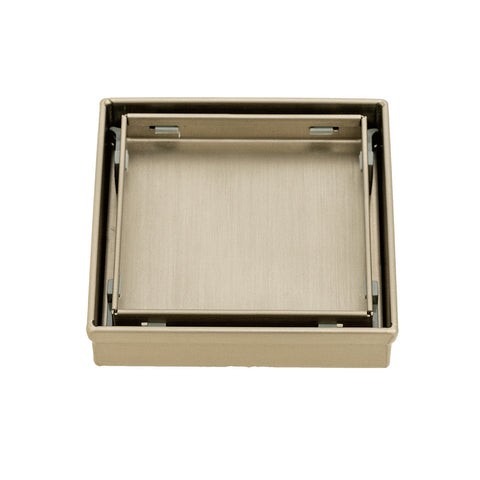 Radiant Tile Insert Square Shower Grate 100 mm + 74mm Outlet Warm Brushed Nickel 316-WBN-RGS-100-74