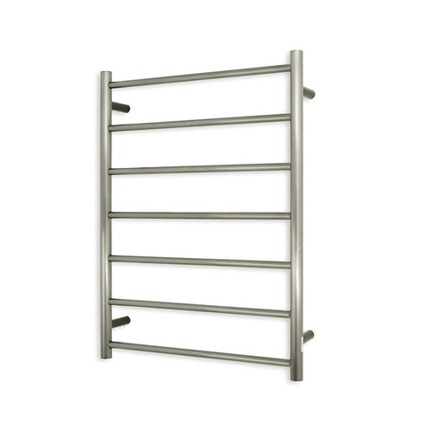 Radiant Round Heated Towel Rail 600x800mm Left Cool Brushed Nickel CBN-RTR01LEFT