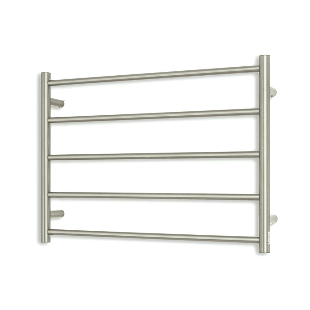 Radiant Round Heated Towel Rail 750x550mm Left Cool Brushed Nickel CBN-RTR03LEFT