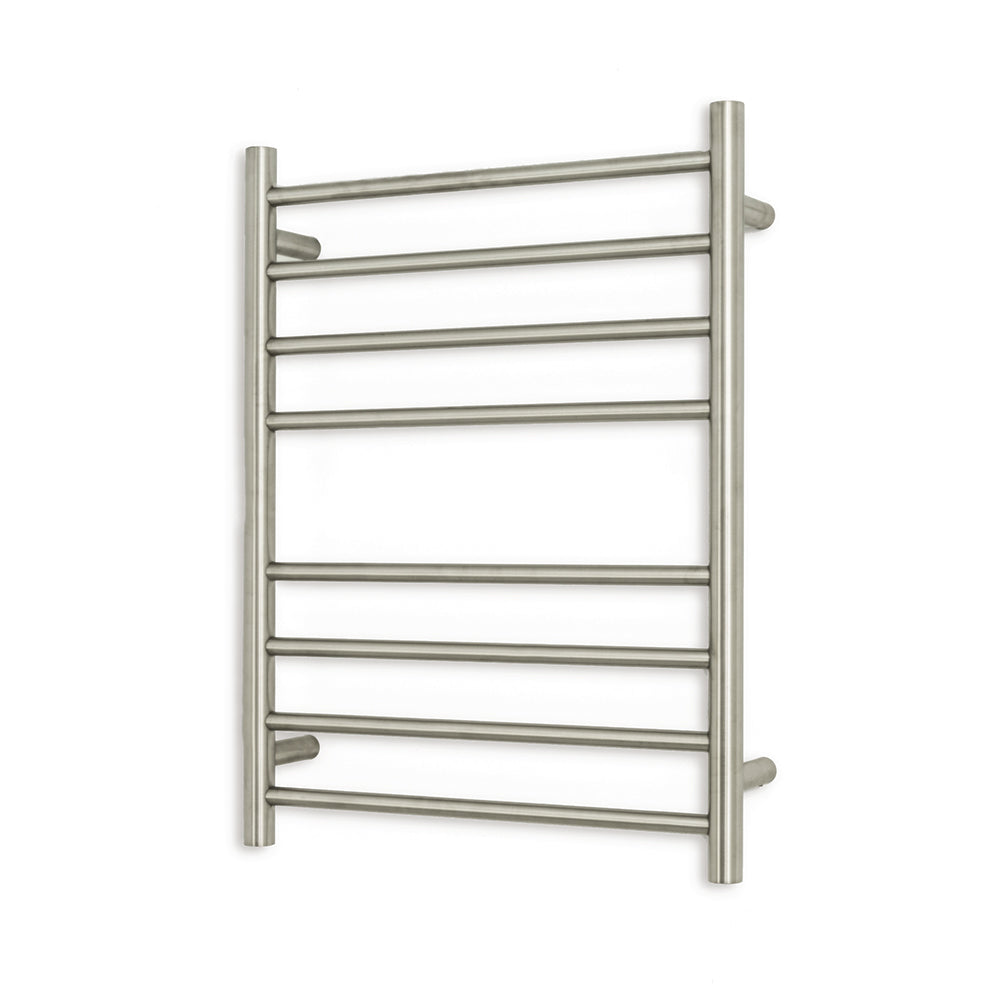 Radiant Round Heated Towel Rail 600x800mm Left Cool Brushed Nickel CBN-RTR530LEFT