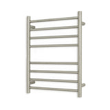 Radiant Round Heated Towel Rail 600x800mm Left Cool Brushed Nickel CBN-RTR530LEFT