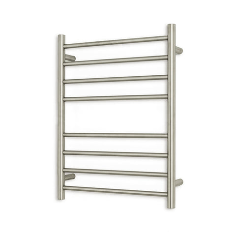 Radiant Round Heated Towel Rail 600x800mm Left Cool Brushed Nickel CBN-RTR530LEFT