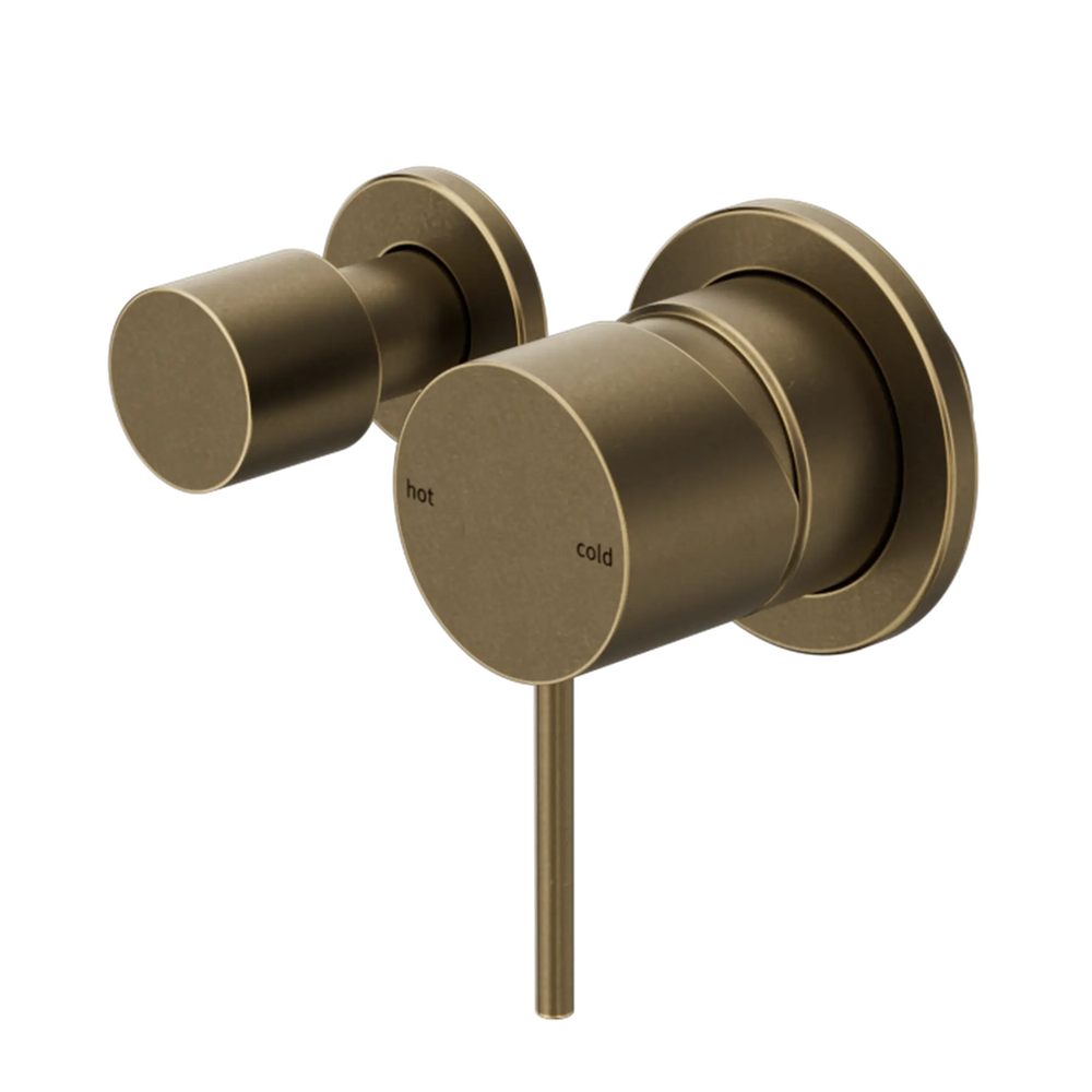 Nero Mecca Shower Mixer Horizontal 2 Way Diverter Separate Plates Tumbled Antique Brass NR221911UTA