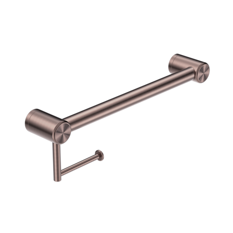 Nero Mecca Care 32mm Grab Rail With Toilet Roll Holder 450mm Brushed Bronze NRCR3218ABZ