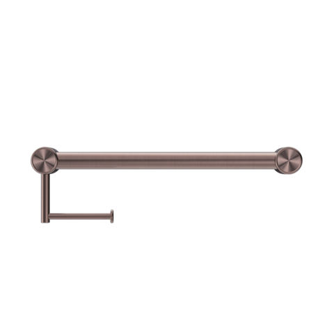 Nero Mecca Care 32mm Grab Rail With Toilet Roll Holder 450mm Brushed Bronze NRCR3218ABZ