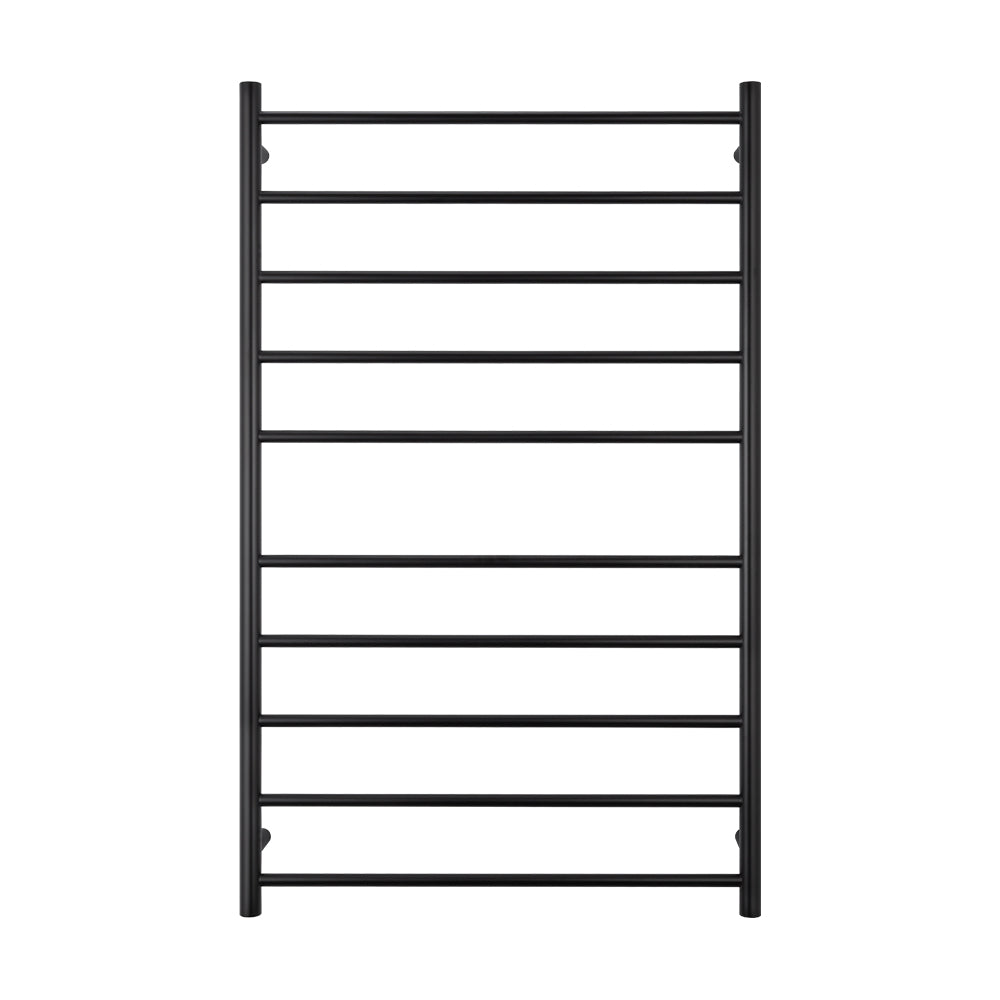 Radiant Matte Black 750 x 1200mm Round Heated Towel Rail (Left Wiring) BRTR04LEFT