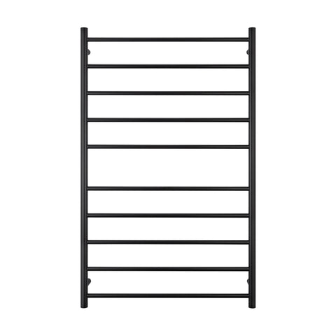 Radiant Matte Black 750 x 1200mm Round Heated Towel Rail (Left Wiring) BRTR04LEFT