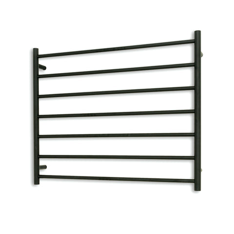 Radiant Matte Black 900 x 750mm Round Heated Towel Rail (Left Wiring) BRTR08LEFT