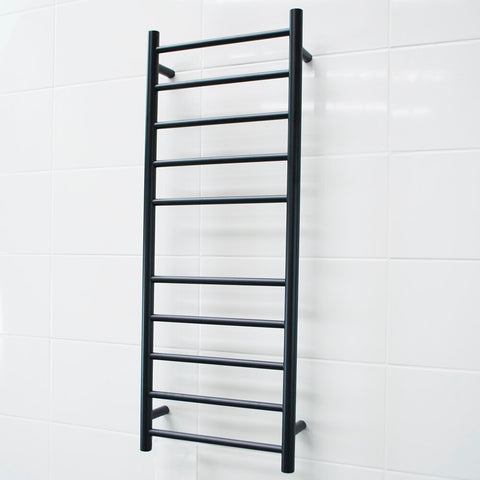 Radiant Matte Black 430 x 1100mm Round Non Heated Towel Rail BLTR430