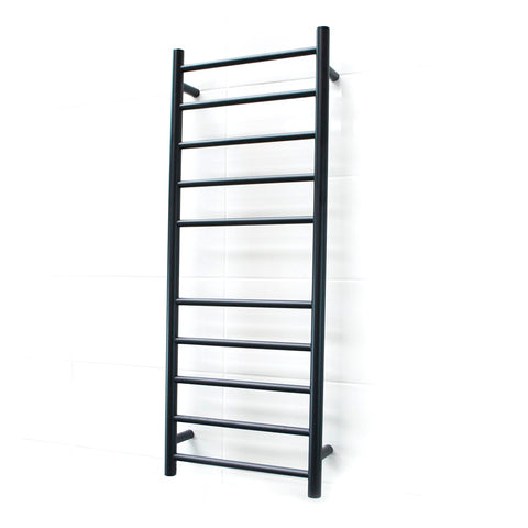 Radiant Matte Black 430 x 1100mm Round Heated Towel Rail (Right Wiring) BRTR430RIGHT