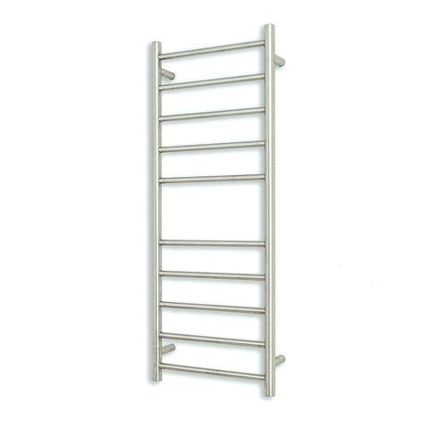 Radiant Brushed 430 x 1100mm Round Heated Towel Rail (Left Wiring) BRU-RTR430LEFT
