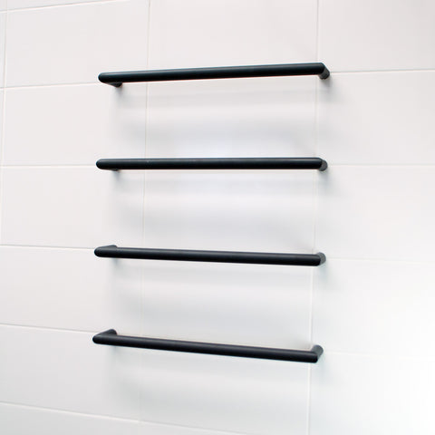 Radiant Black 650mm Round Single Bar Heated Towel Rail (Left or Right Wiring) BSBRTR-650