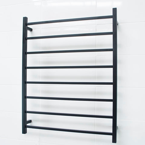 Radiant Matte Black 800 x 1000mm Square Heated Towel Rail (Left Wiring) BSTR05LEFT