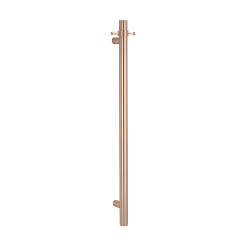 Radiant Vertical Single Heated Towel Bar 40mm X 950mm Gloss Champagne (Top or Botton Wiring) GCH-VTR-950