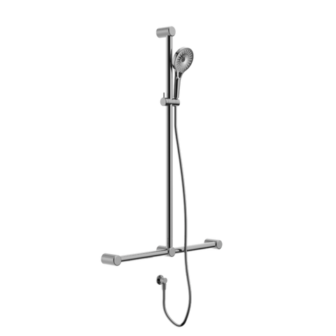 Nero Mecca Care 32mm T Bar Grab Rail And Adjustable Sower Set 1100X750mm Chrome NRCS006CH