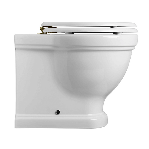 Turner Hastings Claremont Floor Mounted Toilet (w/ Antique Brass Hinges) Gloss White CL211FPBR