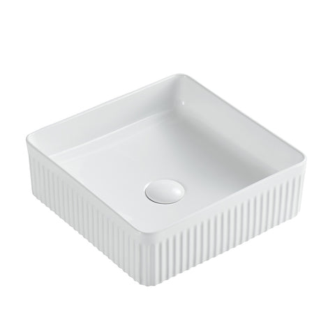 Seima Cleo 365 Fluted Square Above Counter Basin 365x365mm (No taphole) Gloss White 192622