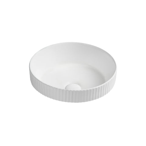 Seima Cleo 380 Fluted Round Semi-Inset Basin 380x380mm (No taphole) Matte White 192941