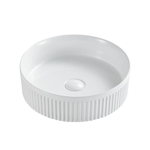 Seima Cleo 400 Fluted Round Above Counter Basin 400x400mm (No taphole) Matte White 192621