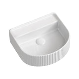 Seima Cleo 404 Wall Fluted D-Shape Wall Hung Basin 430x350mm w/ Tap (No taphole) Gloss White 192945