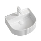 Seima Cleo 404 Wall Fluted D-Shape Wall Hung Basin 430x350mm w/ Tap (1 taphole) Gloss White 192944