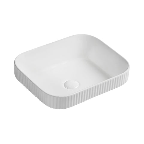 Seima Cleo 450 Fluted Rectangular Semi-Inset Basin 450x380mm (No taphole) Gloss White 192950
