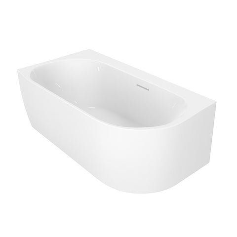 Amelie Deauville Corner Freestanding Bath 1500mm (Left Hand Corner) With Overflow Gloss White BDOKIN1500CBLEFT-OF