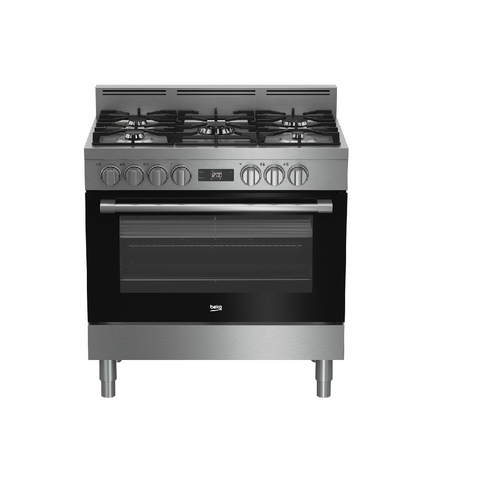 Beko Freestanding Cooker (Multi-functional 90cm Oven with Gas Cooktop) Stainless Steel BFC916GMX1