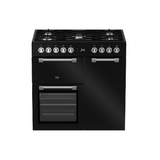 Beko Freestanding Heritage Cooker (Multi-functional 90cm Triple Oven with Gas Cooktop) Matte Black BRC916GMB