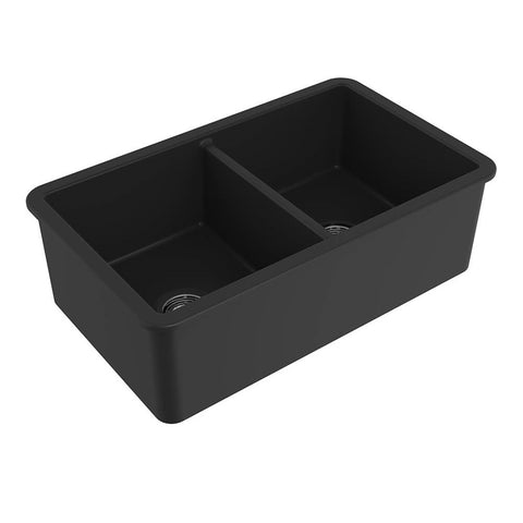 Turner Hastings KIT Cuisine Inset / Undermount Fireclay Sink 850x460mm (w/ Overflow Incl. Waste) Matte Black CUD85FSMBOF