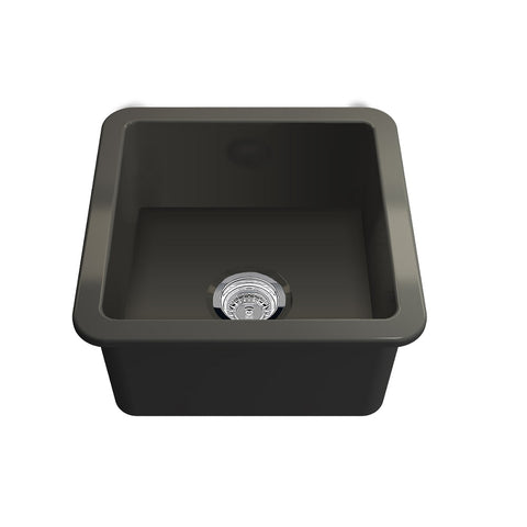 Turner Hastings Cuisine Inset / Undermount Fireclay Sink 460x460mm w/ Overflow Matte Black CU46FSMBOF