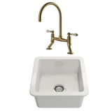 Turner Hastings Package 44 Cuisine Sink 460mm (Incl. Brushed Brass Grid, Ludlow Bridge Tap and Basket Waste) Gloss White PKG044