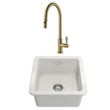 Turner Hastings Package 43 Cuisine Sink 460mm (Incl. Brushed Brass Grid, Ludlow Pull Out Mixer and Basket Waste) Gloss White PKG043