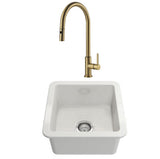 Turner Hastings Package 45 Cuisine Sink 460mm (Incl. Brushed Brass Grid, Naples Pull Out Mixer and Basket Waste) Gloss White PKG045