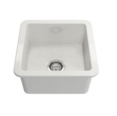 Turner Hastings Cuisine Inset / Undermount Fireclay Sink 460x460mm w/ Overflow Gloss White CU46FSOF