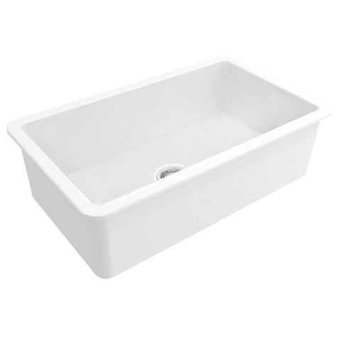 Turner Hastings KIT Cuisine Inset / Undermount Fireclay Sink 810x480mm (w/ Overflow Incl. Waste) Matte White CU813FSMWOF