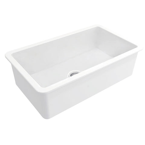 Turner Hastings Cuisine Inset / Undermount Fireclay Sink 810x480mm w/ Overflow Gloss White CU81FSOF