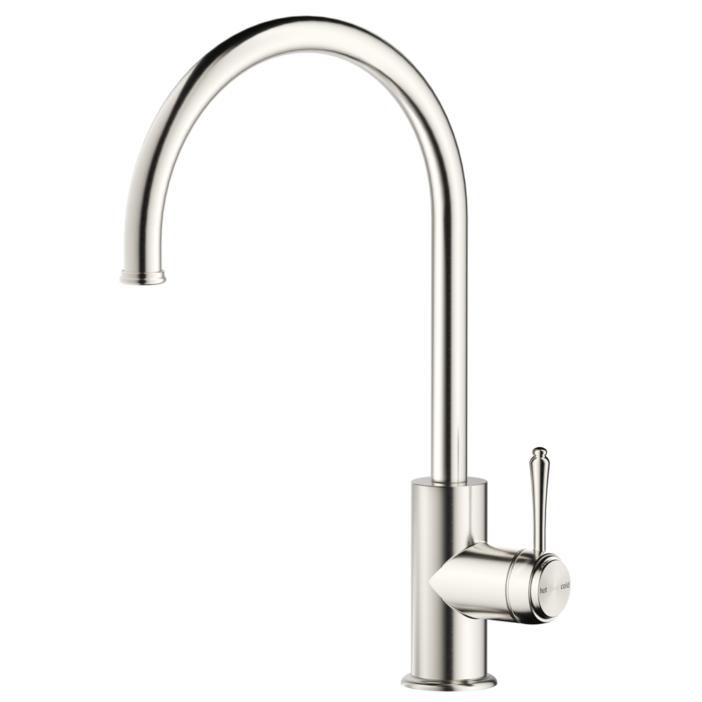 Bella Vista Mica Heritage Gooseneck Sink Mixer Brushed Nickel SM-4-BN