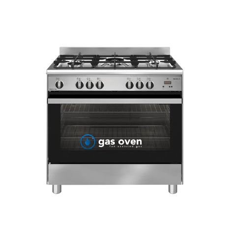 Emilia Freestanding Oven 90cm Gas Cooker, 5 Gas burners, GasOven Stainless Steel EM965GG